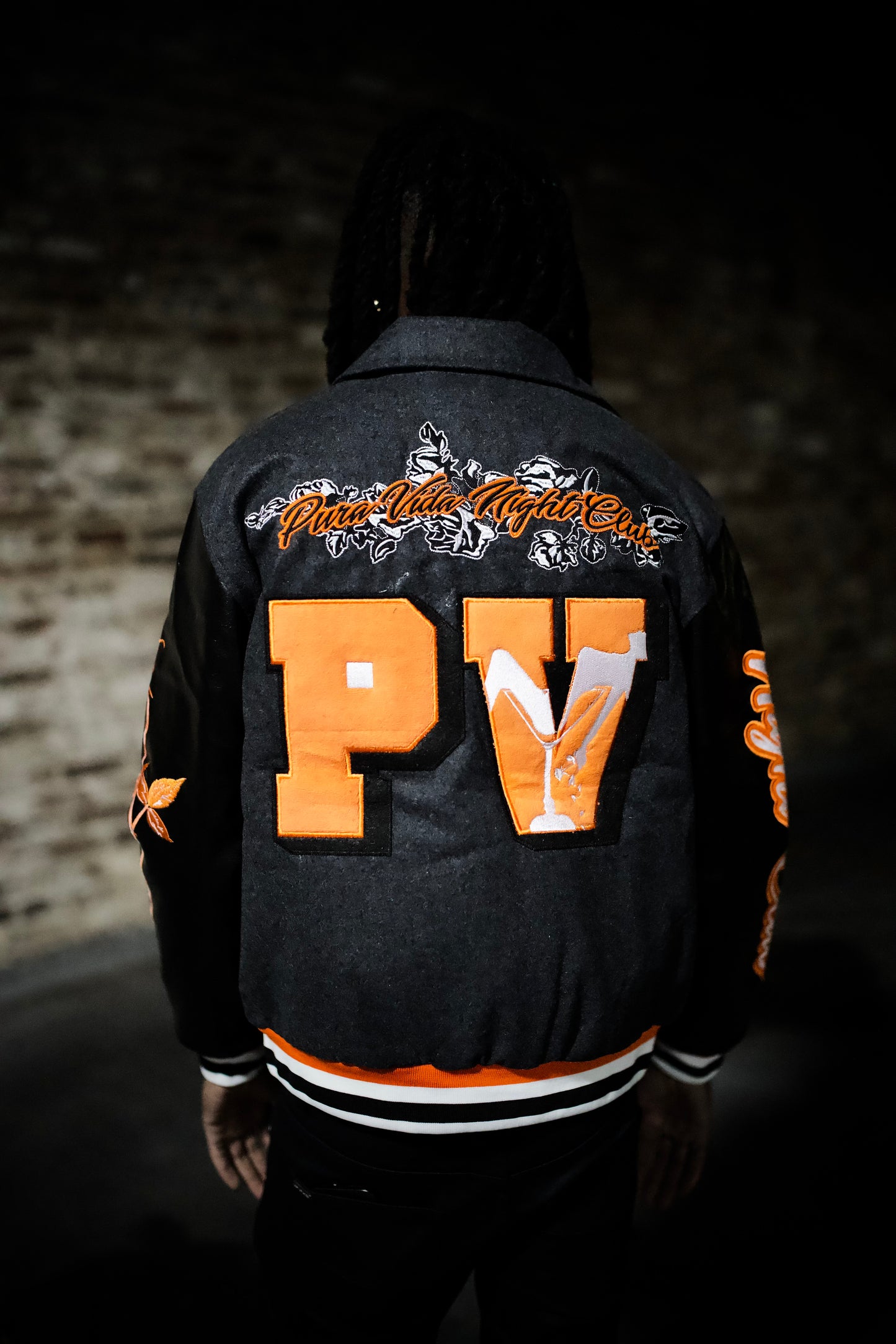 “PV Night Club Leather Sleeved Varsity Jacket”