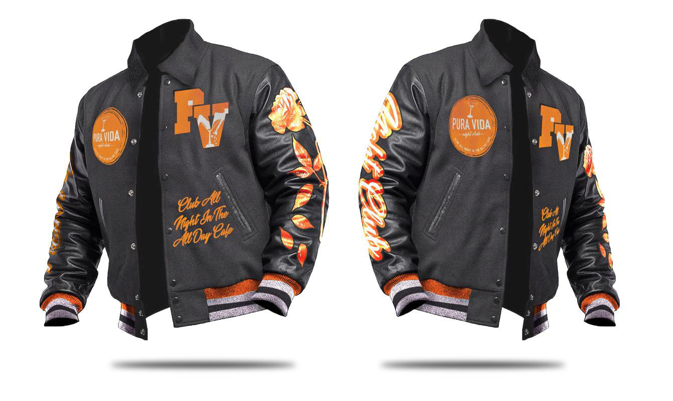 “PV Night Club Leather Sleeved Varsity Jacket”