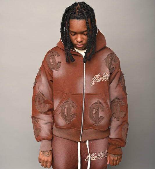 “Cent Logo Distress Cropped Jacket”