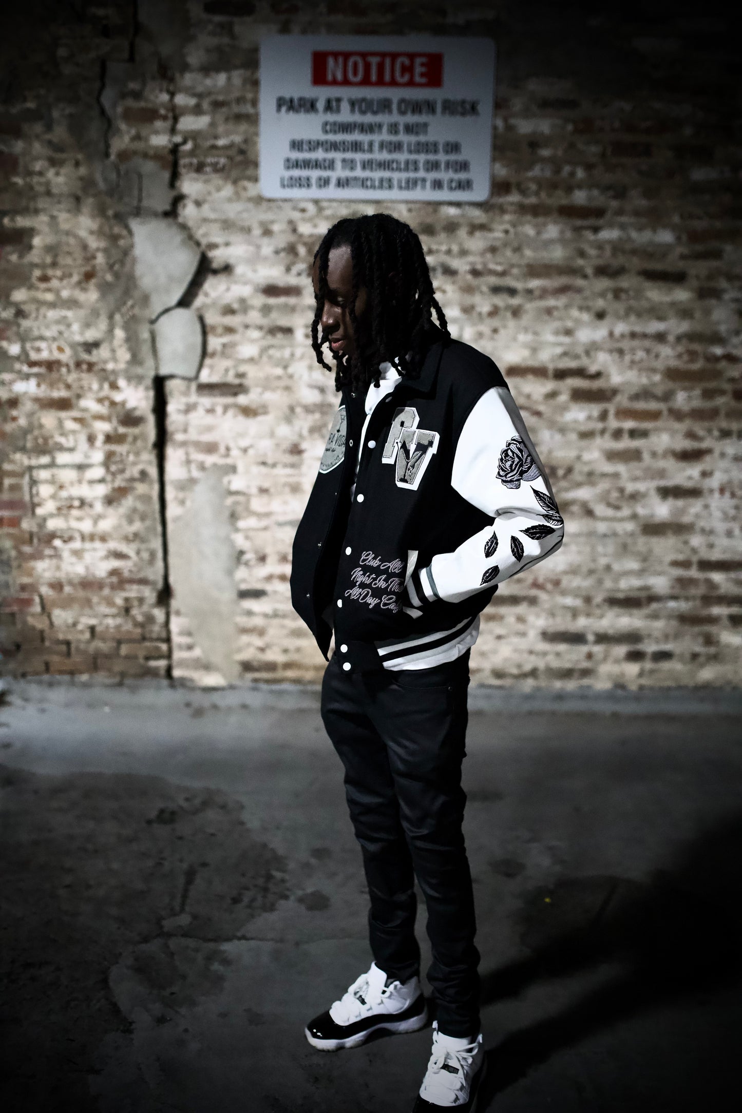 “PV Night Club Leather Sleeved Varsity Jacket”